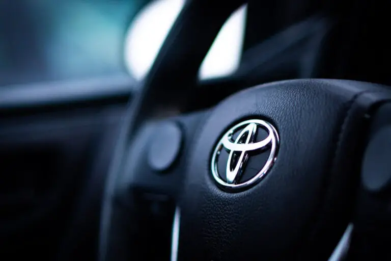 Steering wheel inside of a Toyota car