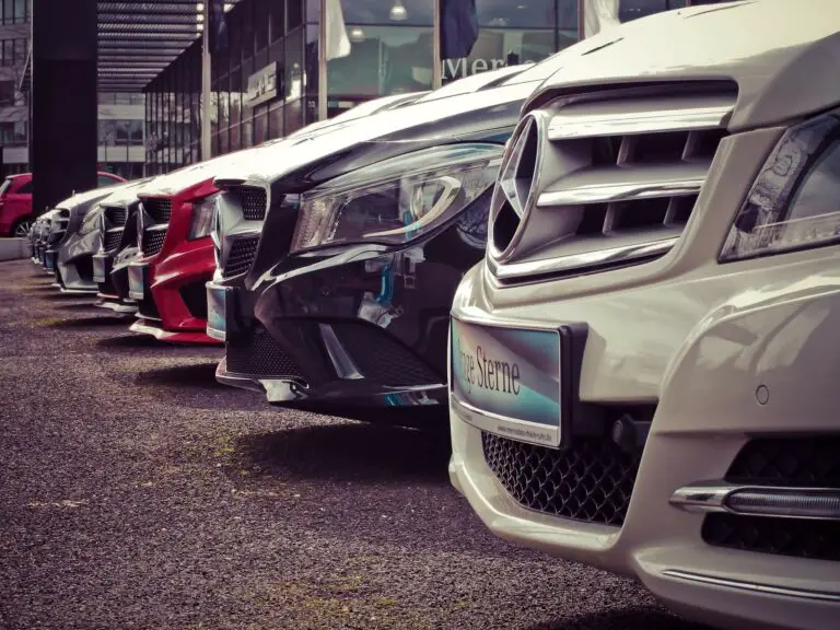 A row of Mercedes-Benz cars