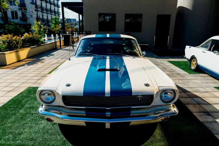 An older model of Ford Mustang