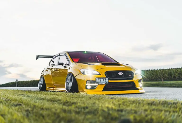 A yellow car on the road